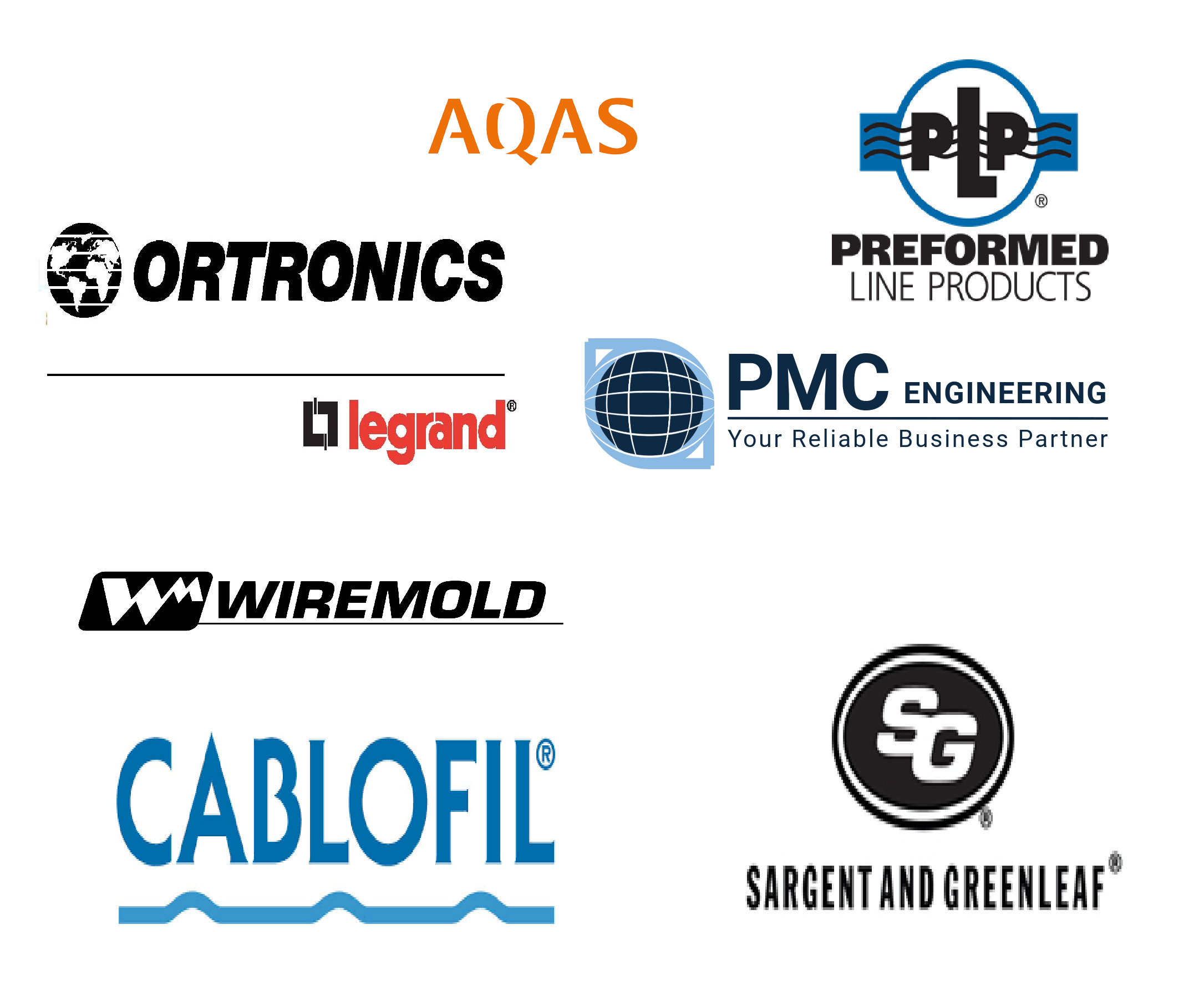 Global partners including Ortronics, Legrand, Wiremold, Preformed Line Products and AQAS